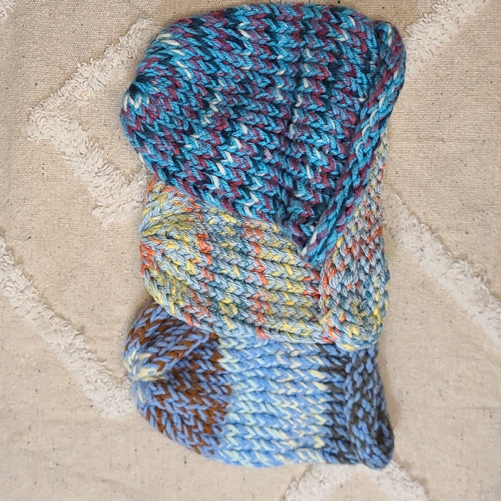 Kids Knit Beanie Hat Bundle in Blues